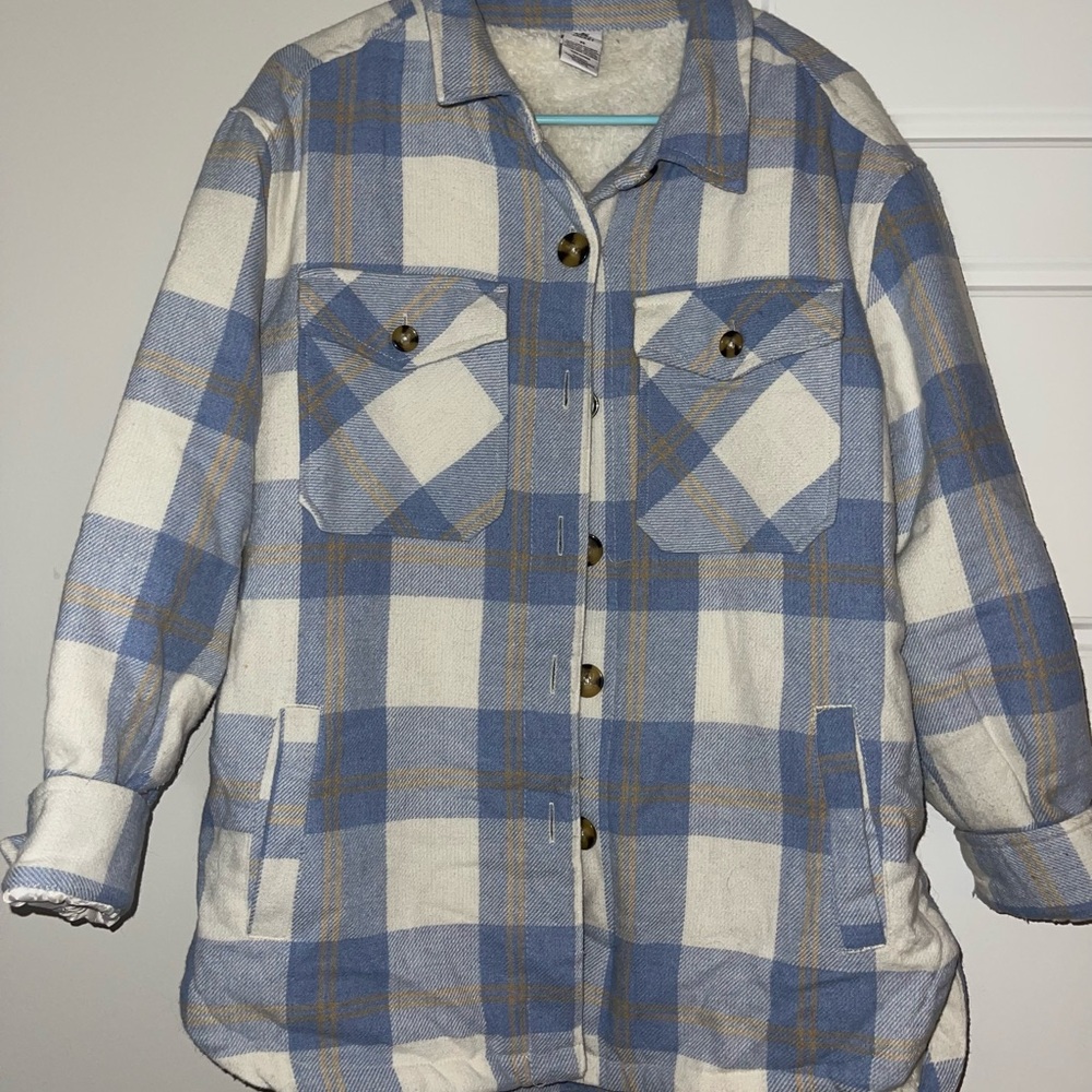 Plaid Blue and Cream Women's Jacket